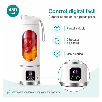 Licuadora Personal Portátil 450ml Ideal para Gym y Viajes