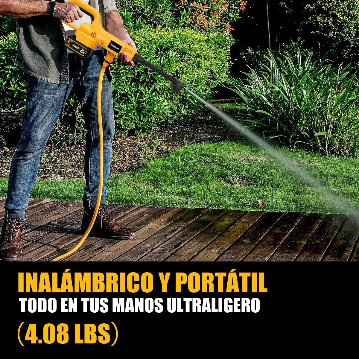 Pistola Hidrolavadora Portátil Eléctrica Inalámbrica 6 en 1 Amarilla