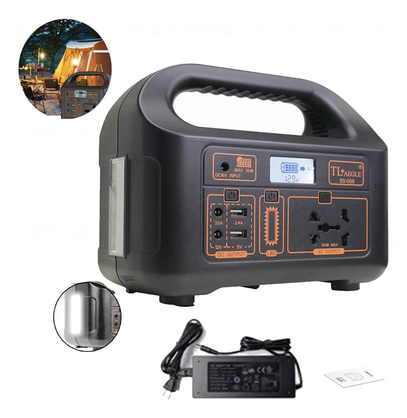 Estación de Energía Portátil 150W para Generación Solar en Exteriores