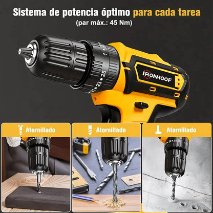 Taladro Destornillador Inalámbrico Compacto con Accesorios y Baterías