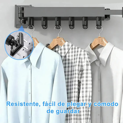 Tendedero Plegable de Pared 1.2m con 19 Ganchos y Capacidad de 30kg
