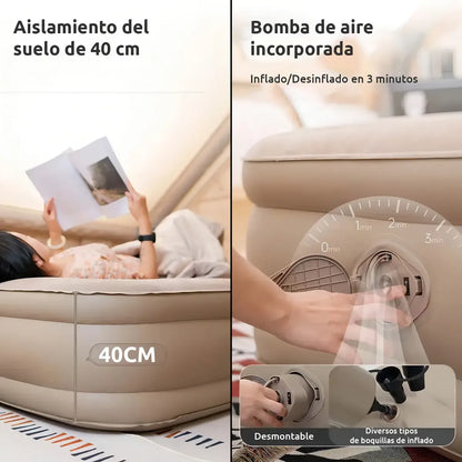 Colchón Inflable Queen con Bomba Eléctrica y Almohadas, 300kg