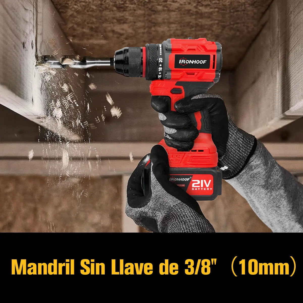 Taladro Atornillador e Impacto Inalámbrico Sin Escobillas Rojo