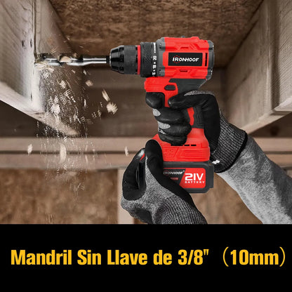 Taladro Atornillador e Impacto Inalámbrico Sin Escobillas Rojo