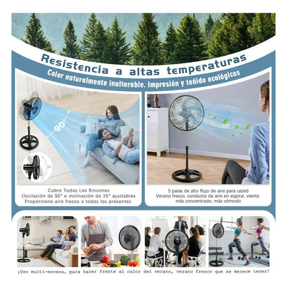 20000mAh Rechargeable Solar Fan Silent 3 Speeds Portable