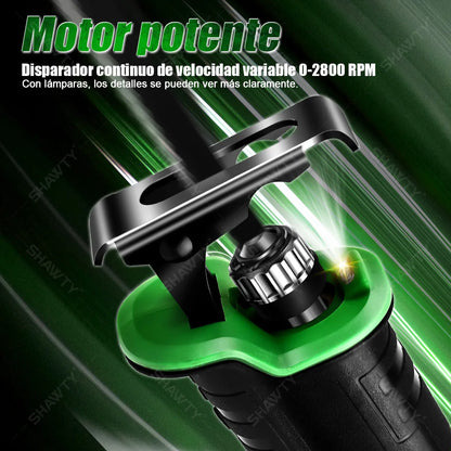 Sierra Alternante Inalámbrica 2700RPM con Kit Completo de 8 Hojas