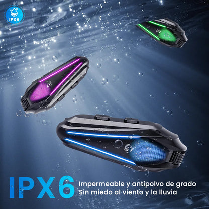 Intercomunicador para Casco de Motocicleta con Luces RGB y Conexión Dual