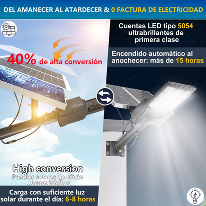 Luminaria LED Solar 1000W Premium con Brazo Ajustable Negra - Metacompras