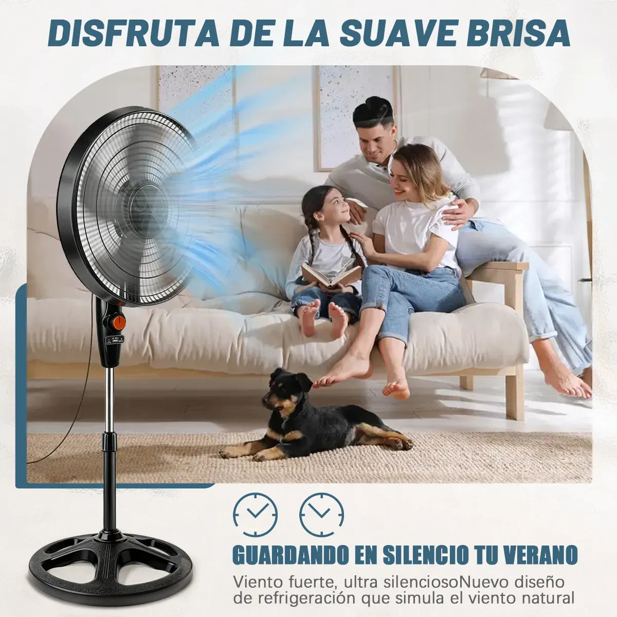 Ventilador Solar Recargable 20000mAh Silencioso y Potente