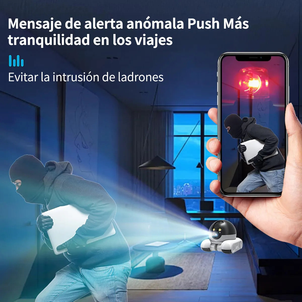 Cámara Robot de Seguridad 1080p con Audio Bidireccional y Wi-Fi