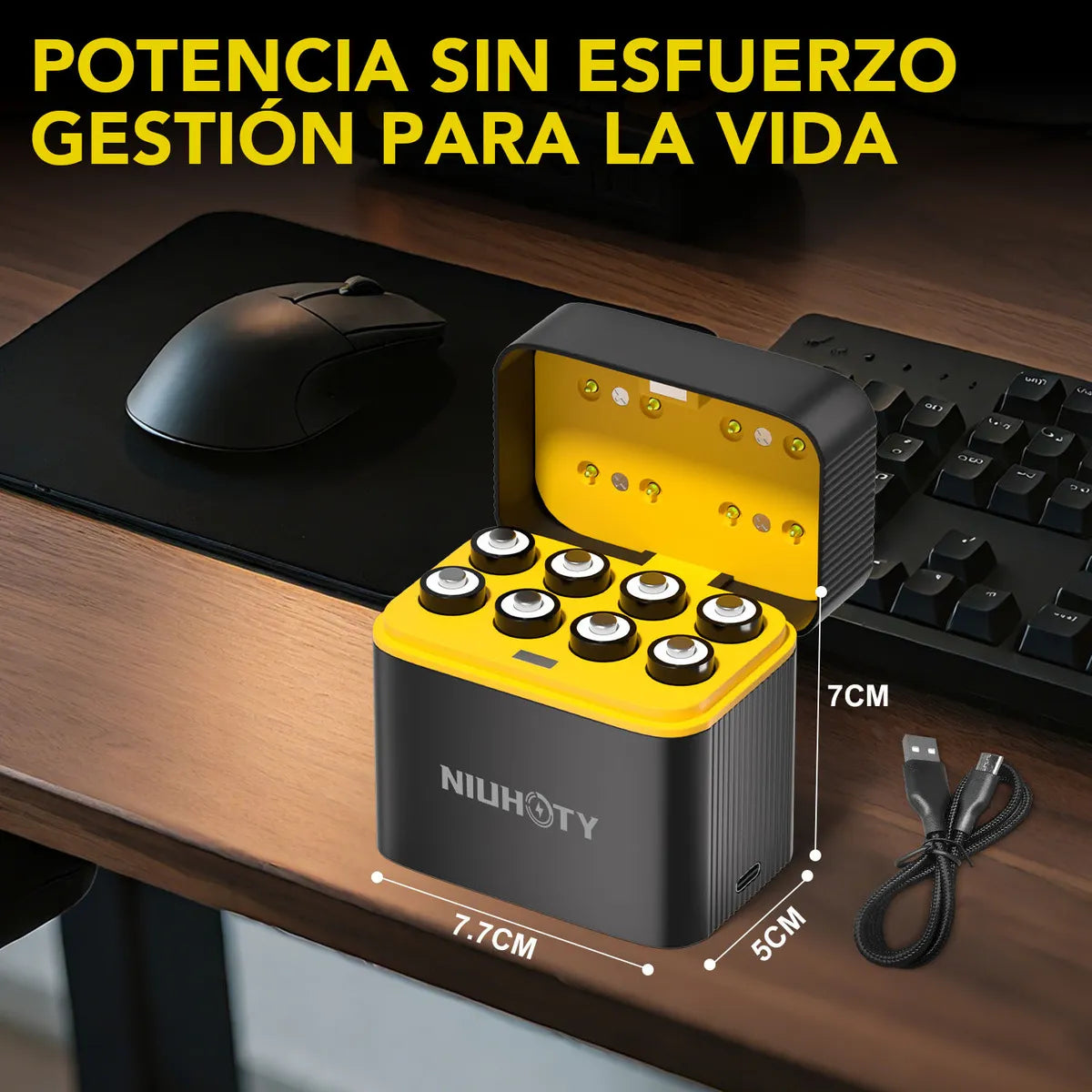 Cargador de Baterías Recargables con 8 Baterías AA - Carga Rápida en 3 Horas - Metacompras
