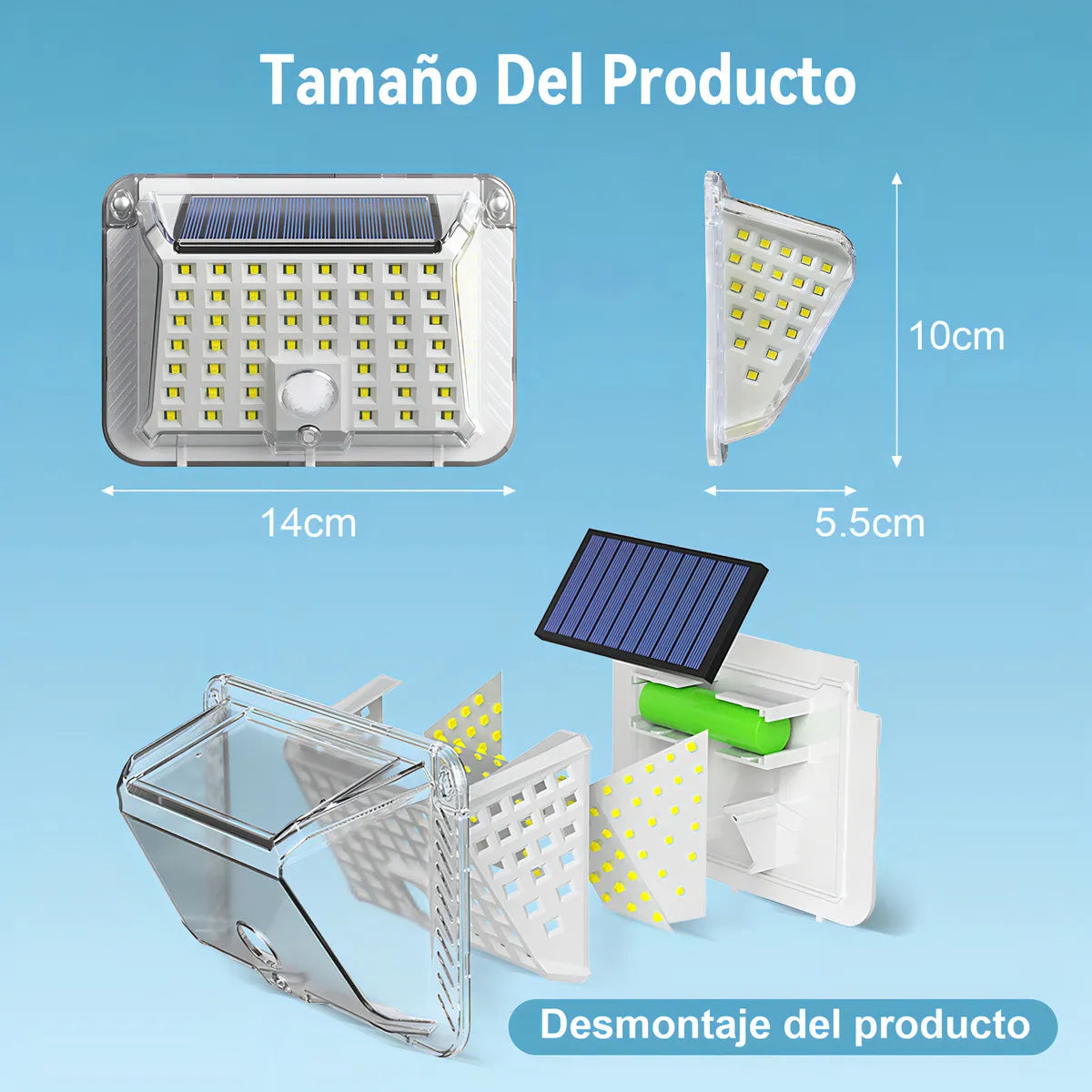 Lámpara Solar Exterior con Sensor para Jardín - Paquete de 2 Pzs - Metacompras