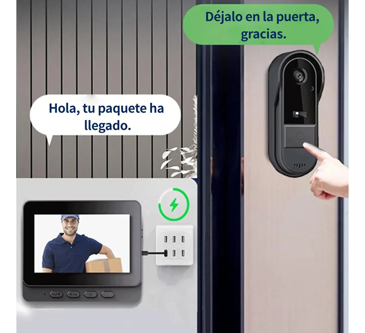 Timbre Inalámbrico con Cámara y Pantalla Impermeable - Seguridad y Comodidad - Metacompras