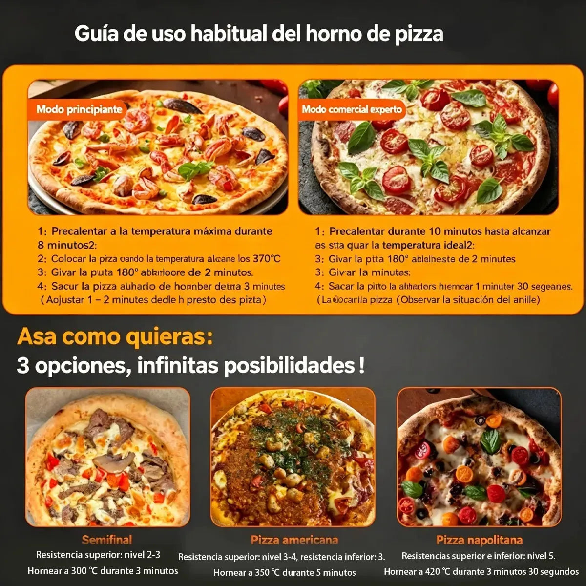 Horno Eléctrico para Pizza con Doble Control de Temperatura y Piedra Cerámica