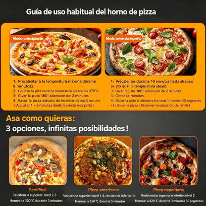 Horno Eléctrico para Pizza con Doble Control de Temperatura y Piedra Cerámica
