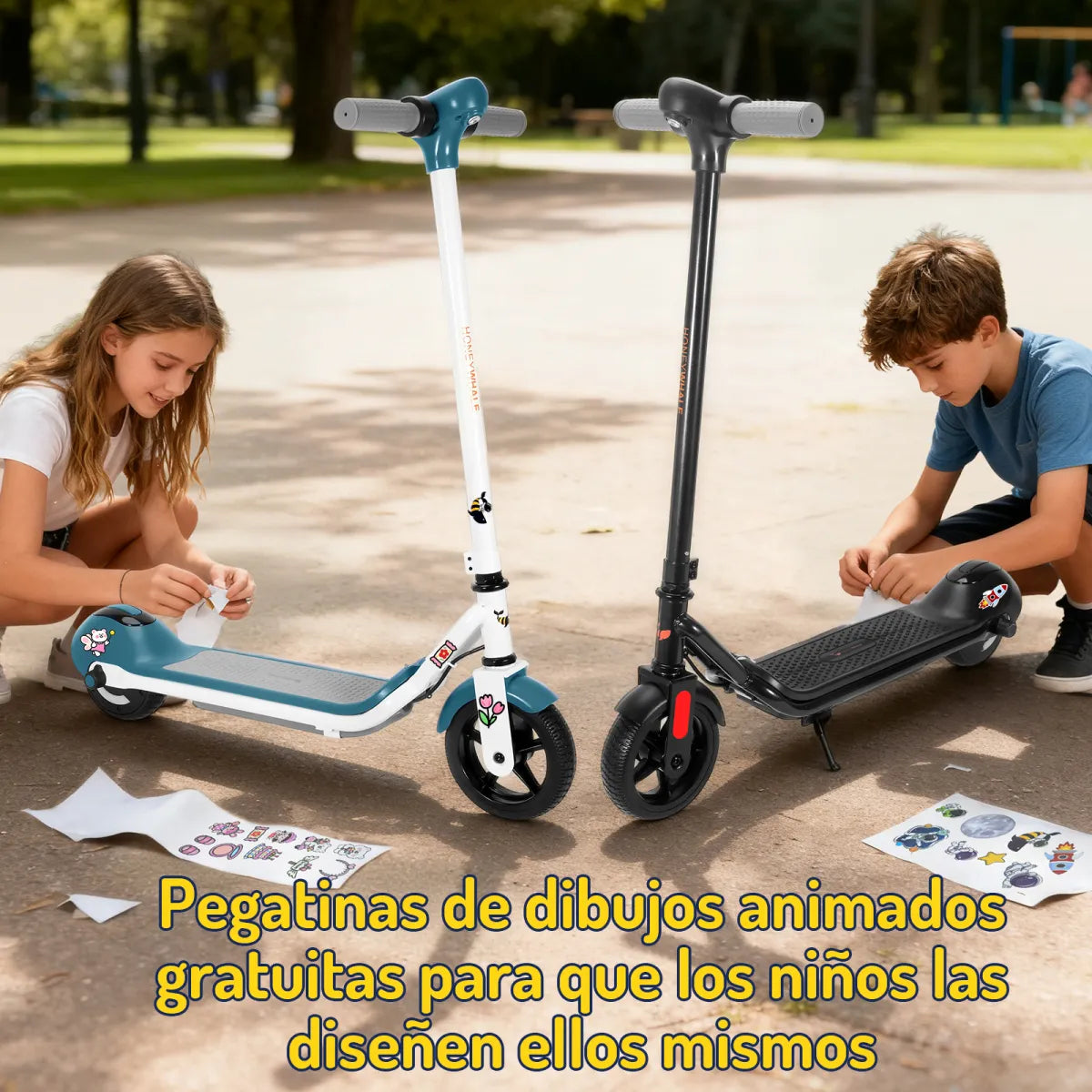 Scooter Eléctrico para Niños con Luz LED 15km/h Color Negro