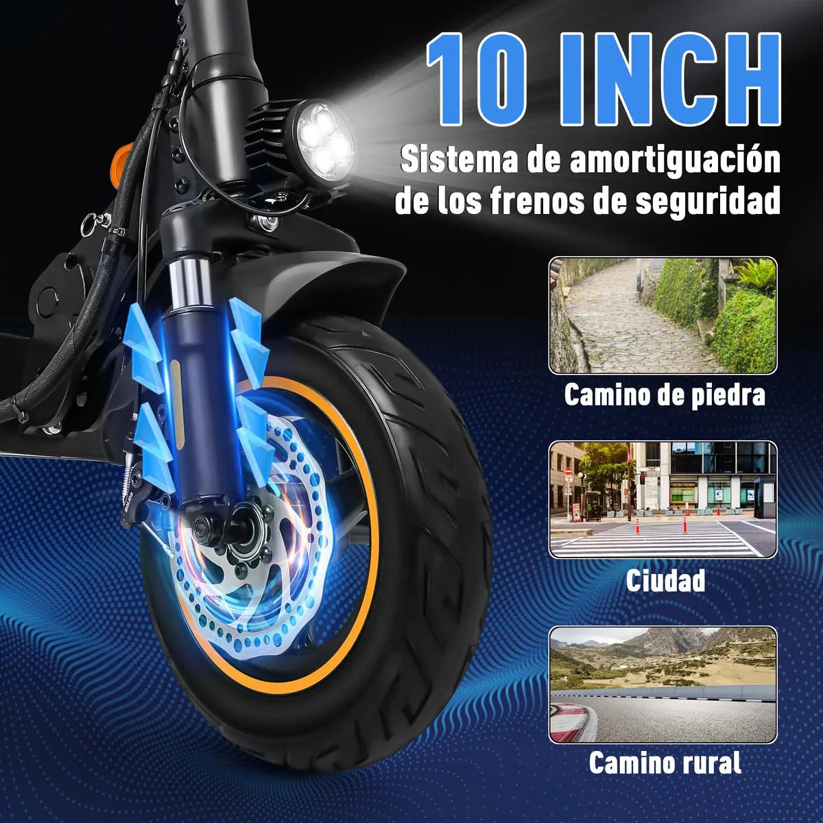 Scooter Eléctrico Plegable 750W 45KM/H con Asiento Desmontable y Luz Ambiental - Metacompras