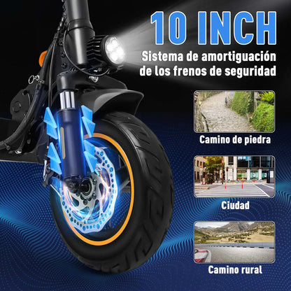 Scooter Eléctrico Plegable 750W 45KM/H con Asiento Desmontable y Luz Ambiental - Metacompras