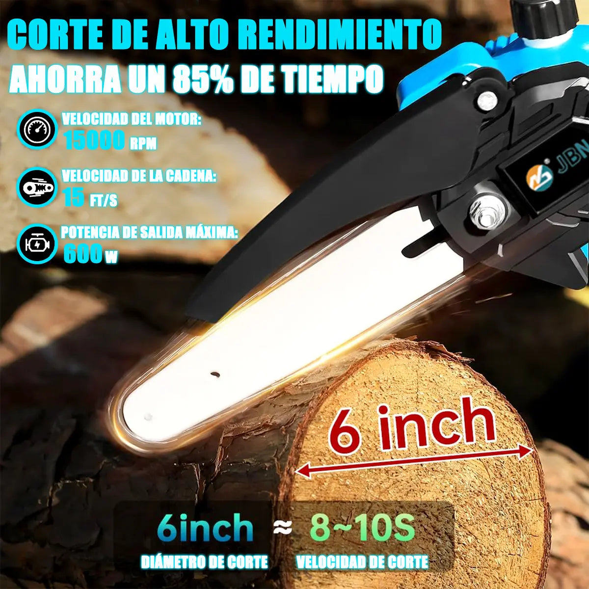 Motosierra Eléctrica Inalámbrica 8'' - Ligera y Potente con Batería de Larga Duración - Metacompras
