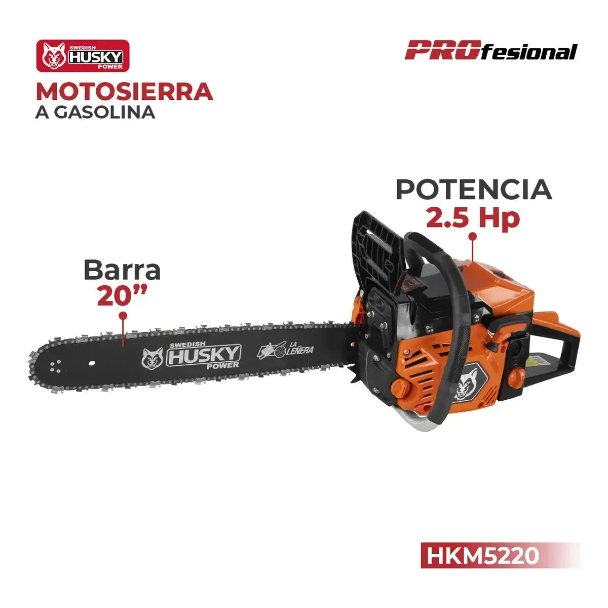 Motosierra de Gasolina 52cc 2.5hp para Poda y Tala Eficiente