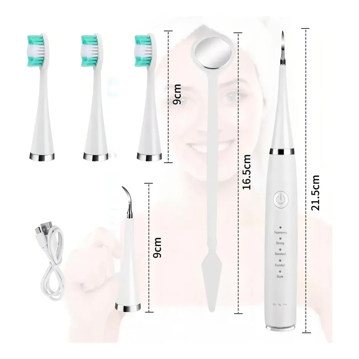 Kit Eléctrico de Limpieza Dental 3 en 1 para Eliminar Sarro y Manchas