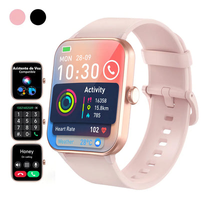 Reloj Inteligente Deportivo con Notificaciones y Marco de Metal Rosa - Metacompras