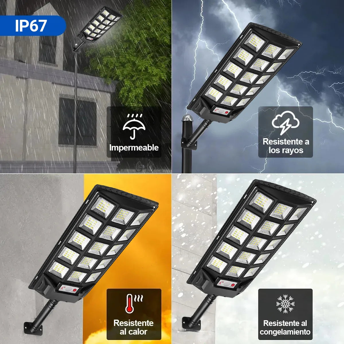 Lámpara LED Solar Exterior 4800W para Alumbrado Público Eficiente - Metacompras