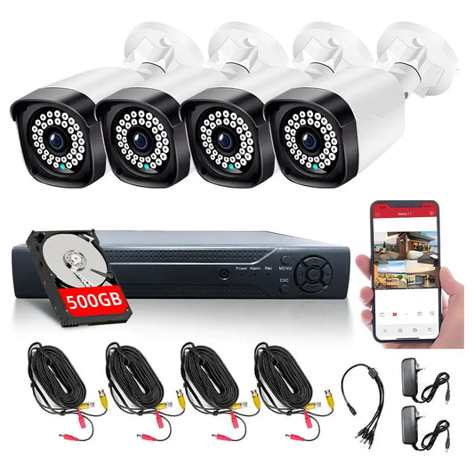 Kit de Cámaras de Seguridad 2MP con Visión Nocturna y Almacenamiento 500GB