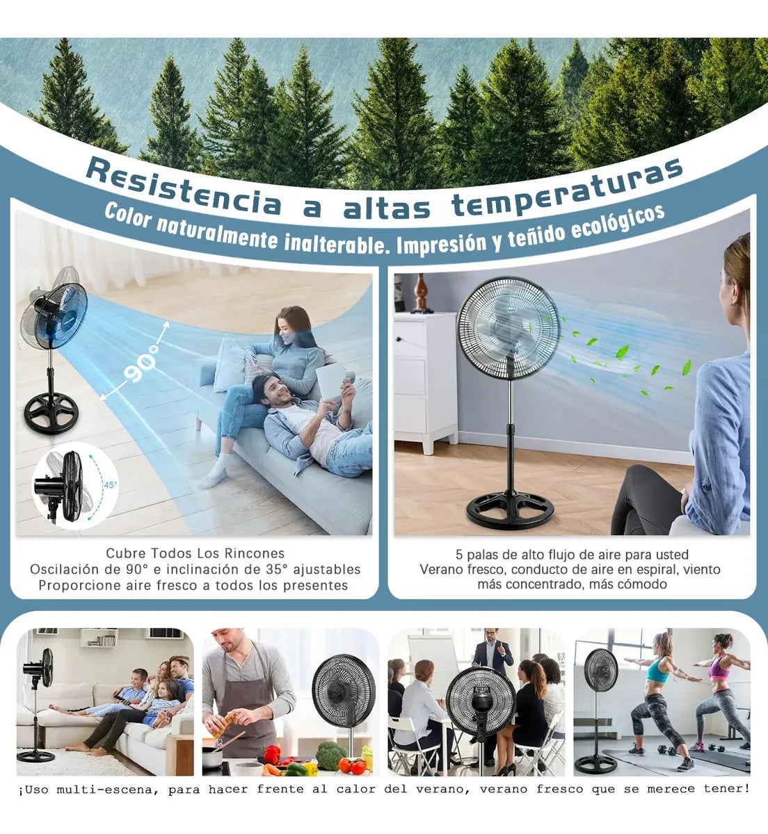 Ventilador de Piso Solar Recargable 16" con Luz LED y Batería de Larga Duración - Metacompras