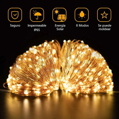 Luces Solares LED 44m 400 LED Blanco Cálido para Exterior e Interior - Metacompras