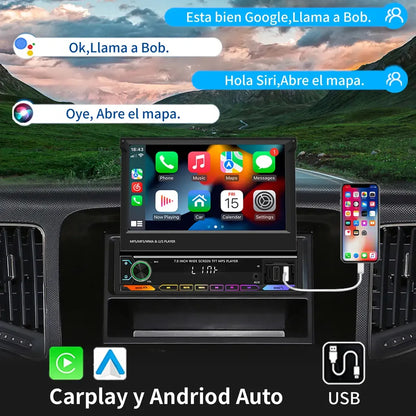 Retractable 7" Car Stereo with Android 13, CarPlay, and WiFi
