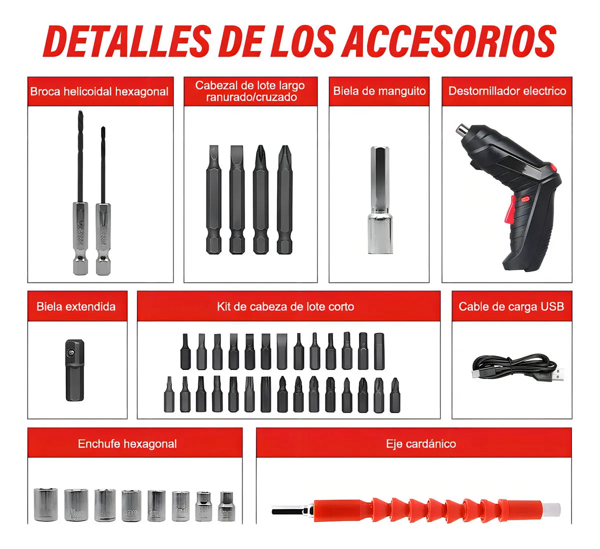 Destornillador Eléctrico Inalámbrico 48 en 1 Kit Multifuncional Portátil - Metacompras