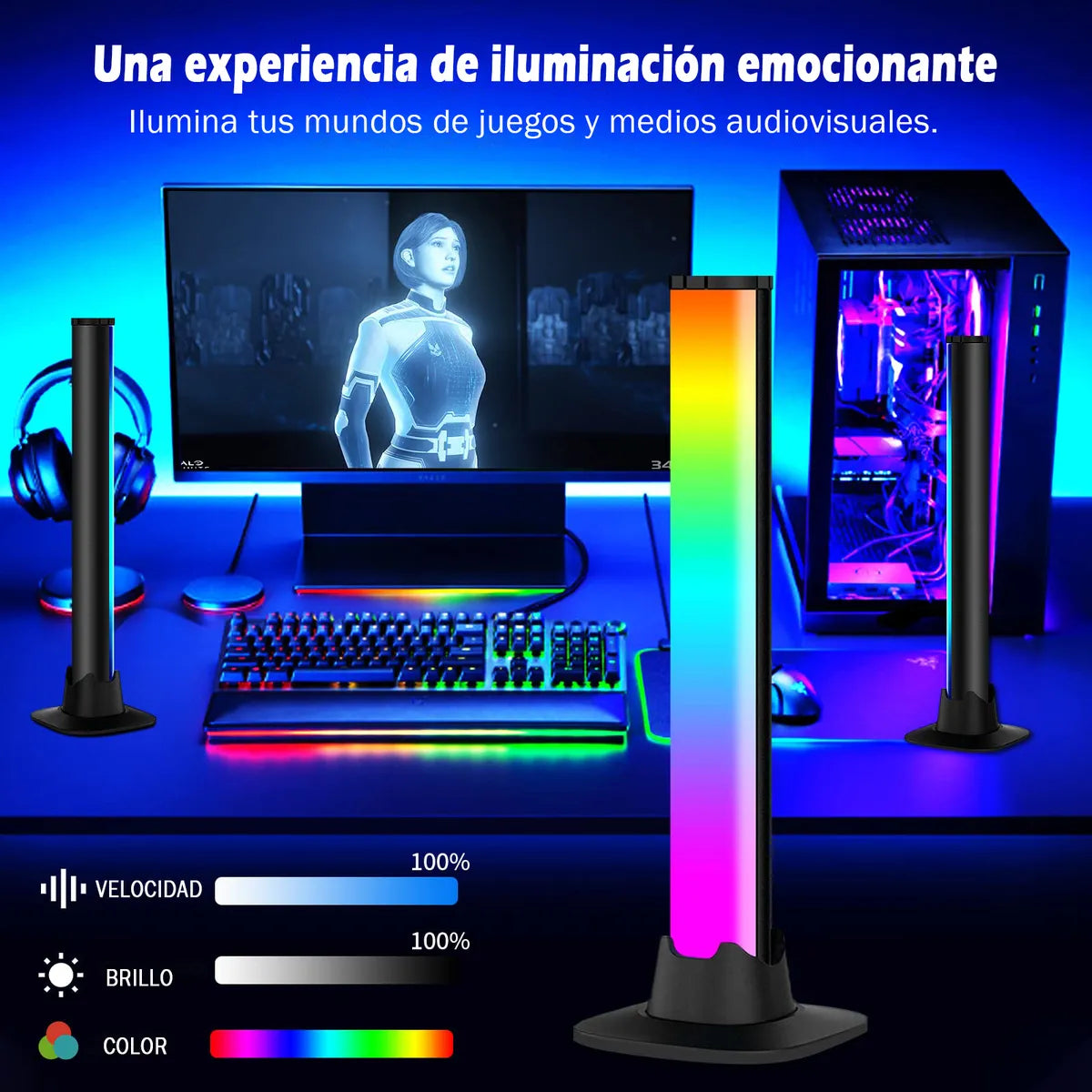 Tira LED RGB Inteligente para Cuarto Neon - Paquete de 2 Piezas 32cm