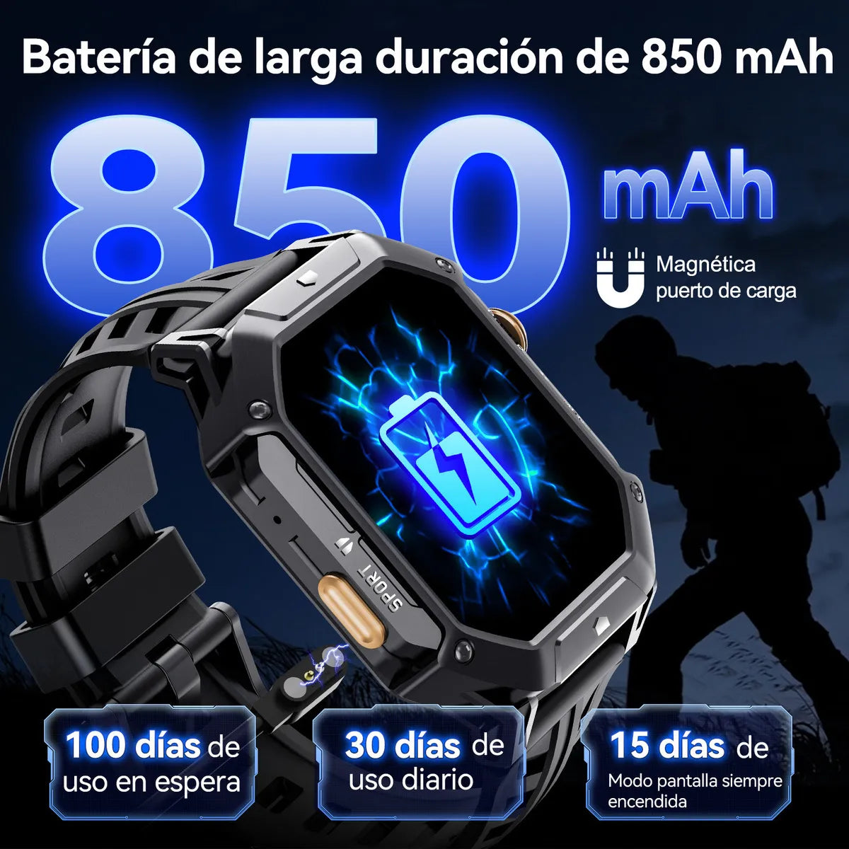 Smartwatch Deportivo Resistente al Agua 2ATM con Medición de Presión Arterial - Metacompras