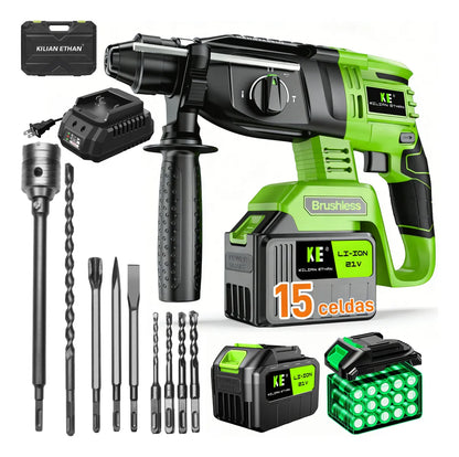Martillo Rotativo Inalámbrico 1000W con 2 Baterías y Cargador Rápido