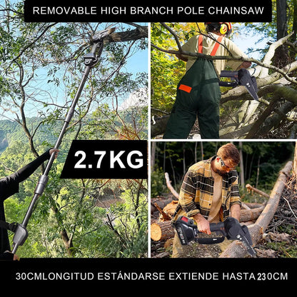 Motosierra Eléctrica Inalámbrica con Pértiga Telescópica 2.3m Naranja/Negro