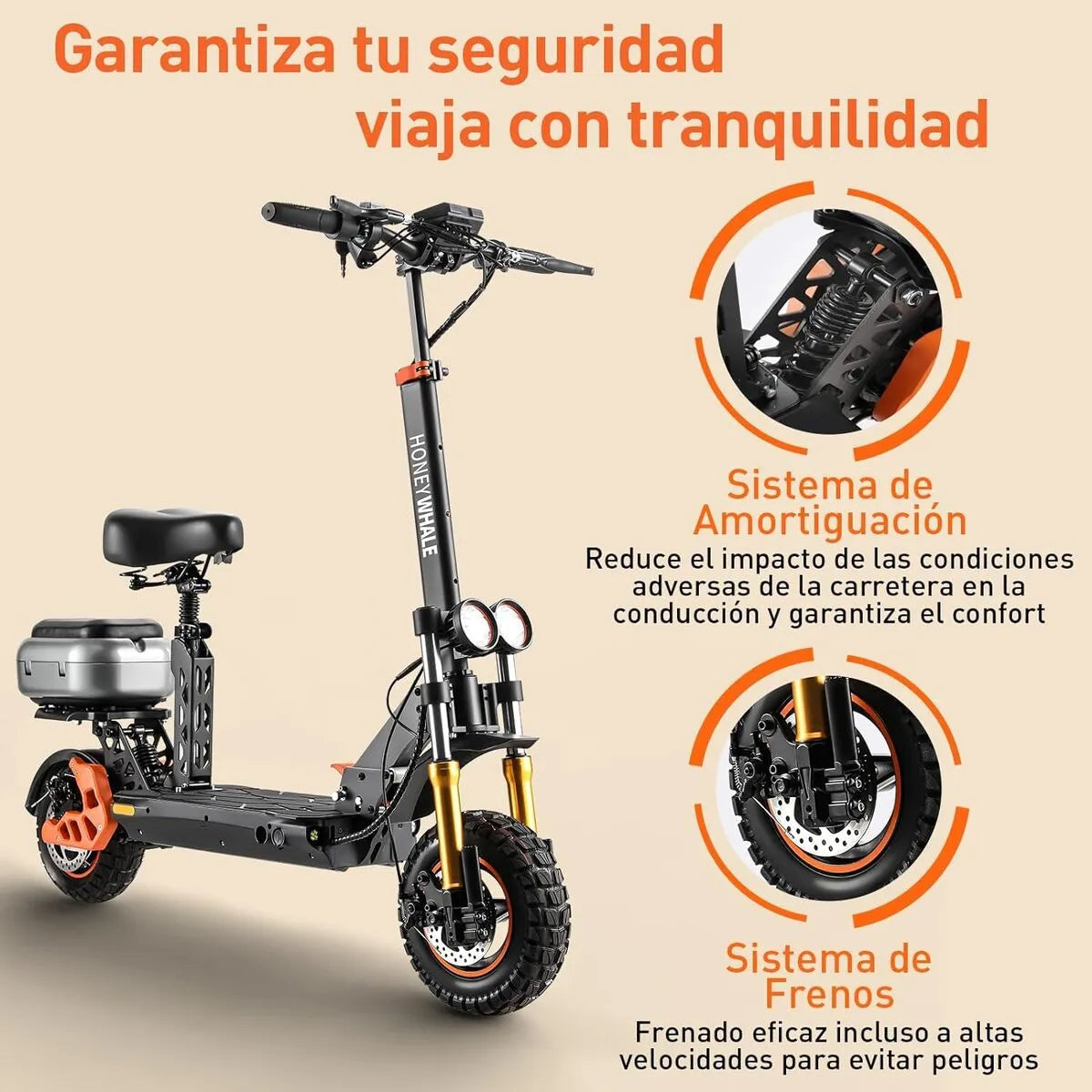 Scooter Eléctrico Plegable 1000W 60km Autonomía con Asiento y Maletero - Metacompras