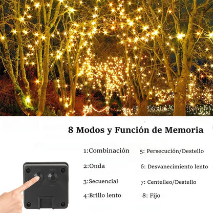Luces Solares LED 44m 400 LED Blanco Cálido para Exterior e Interior - Metacompras