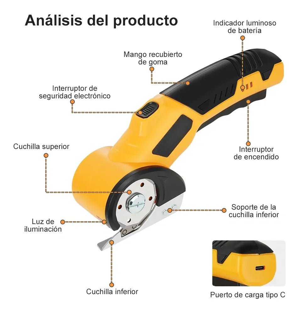 Tijera Eléctrica Inalámbrica para Cortar Tela y Cartón con Precisión