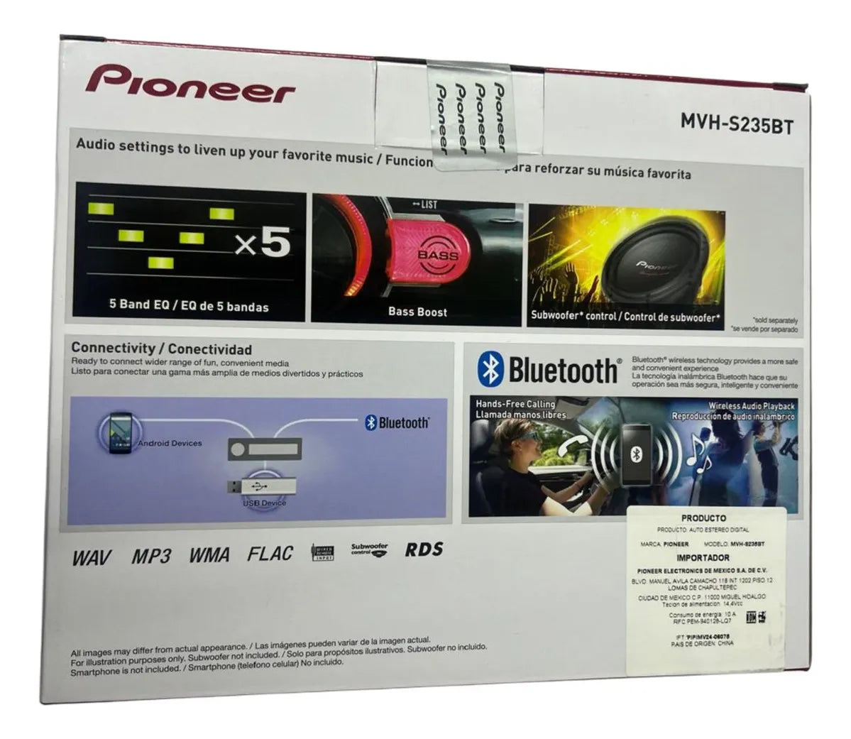 Autoestéreo 1DIN Bluetooth 50Wx4 color negro - Sonido de alta calidad