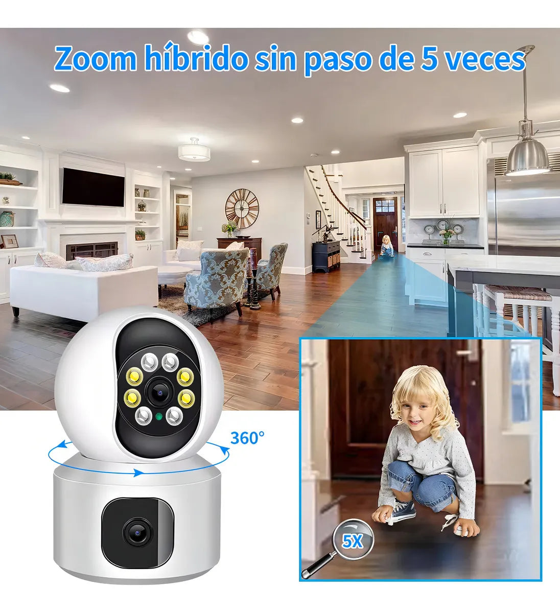 Cámara de Seguridad Full HD Doble Pantalla con Alarma Integrada - Metacompras