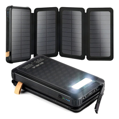 Power Bank Solar 30000mAh Portátil con 4 Páneles Solares - Metacompras