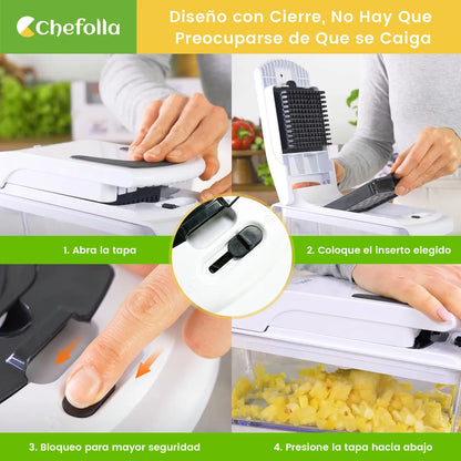 Rallador Cortador Picador 8 Cuchillas para Verduras y Frutas con Contenedor