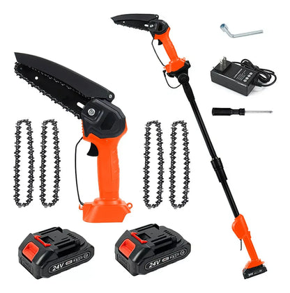 Motosierra Eléctrica Inalámbrica con Pértiga Telescópica 2.3m Naranja/Negro