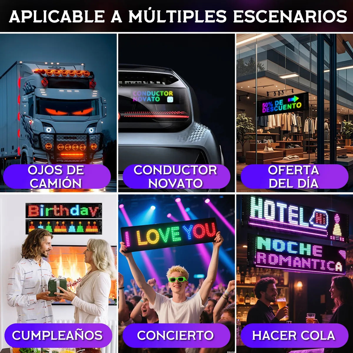 Pantalla Flexible LED Devil Ojos para Camión 19.2x133cm 1 pieza