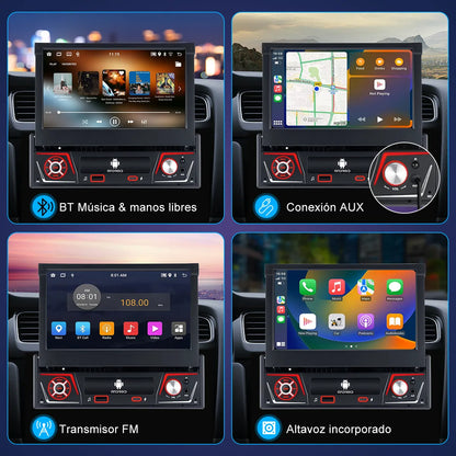 Autoestéreo retráctil 7" con Android 13, CarPlay y WiFi