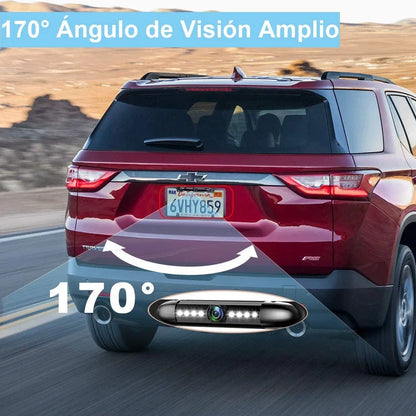 Cámara Reversa Portaplaca con 8 Luces LED y Visión Nocturna Ideal para Seguridad