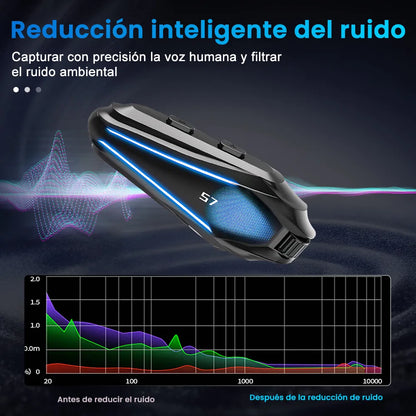 Intercomunicador para Casco de Motocicleta con Luces RGB y Conexión Dual