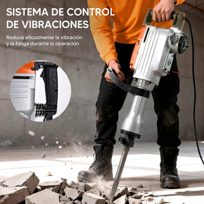 Martillo Demoledor de Concreto 3650W con Mango Ergonómico y Velocidad Variable