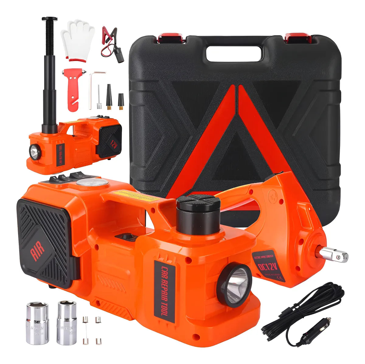 Gato Hidráulico Eléctrico 12v 5 Ton Kit Completo 5 en 1 para Automóviles